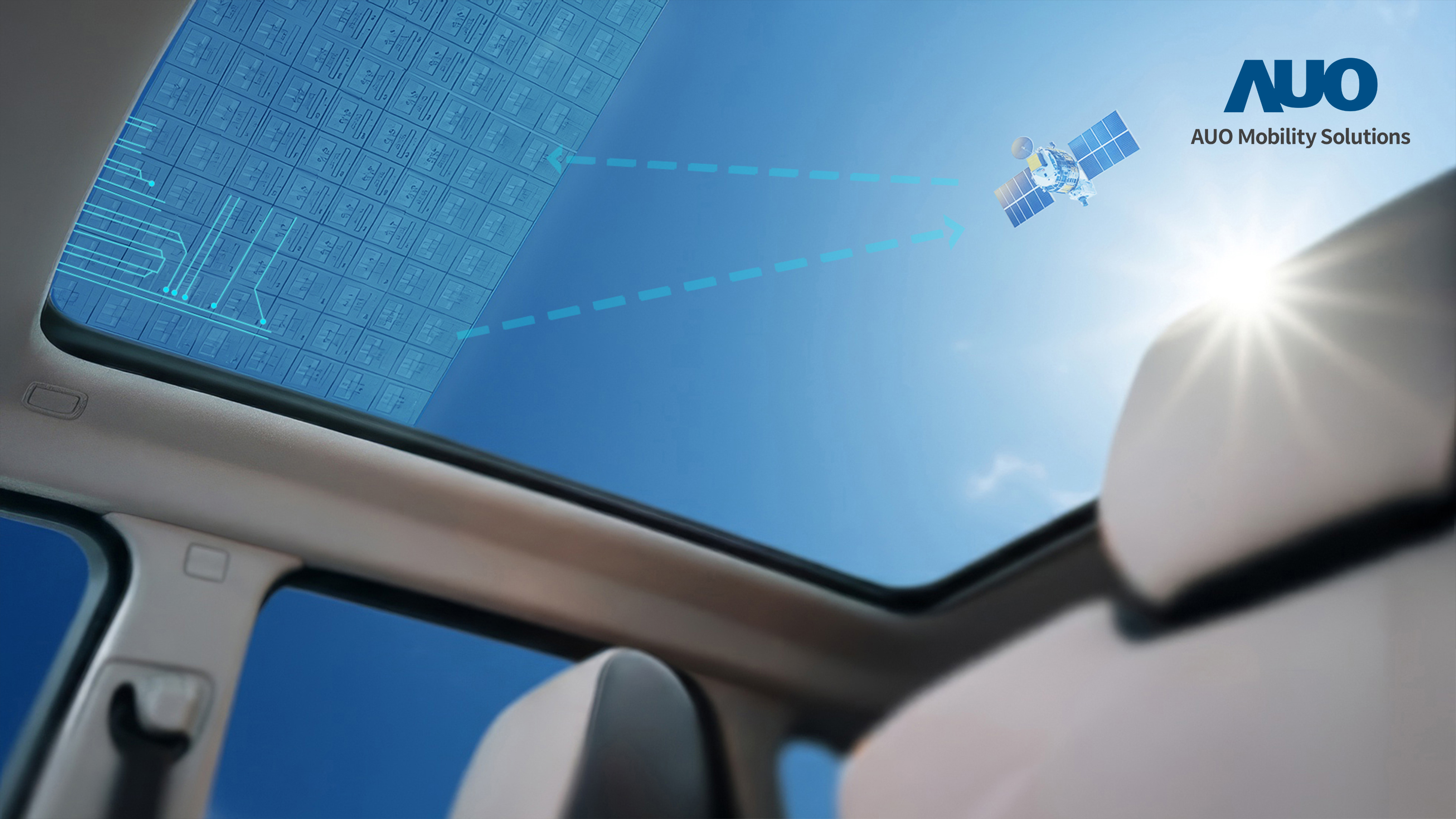 OD体育智慧行动携手伙伴公司円通科技，全新发表SatGlass Antenna，将透明的卫星天线隐身于车顶、天窗等结构，透过相控数组天线与低轨卫星高速通讯，实现V2X实时控制、OTA远程更新及购物娱乐等多元功能。